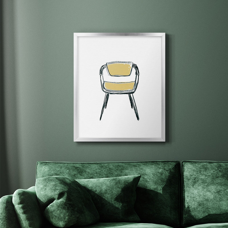 Toile encadrée de qualité supérieure «Take a siège II» - prête à être accrochée, H 24 po x l 20 po, Argent