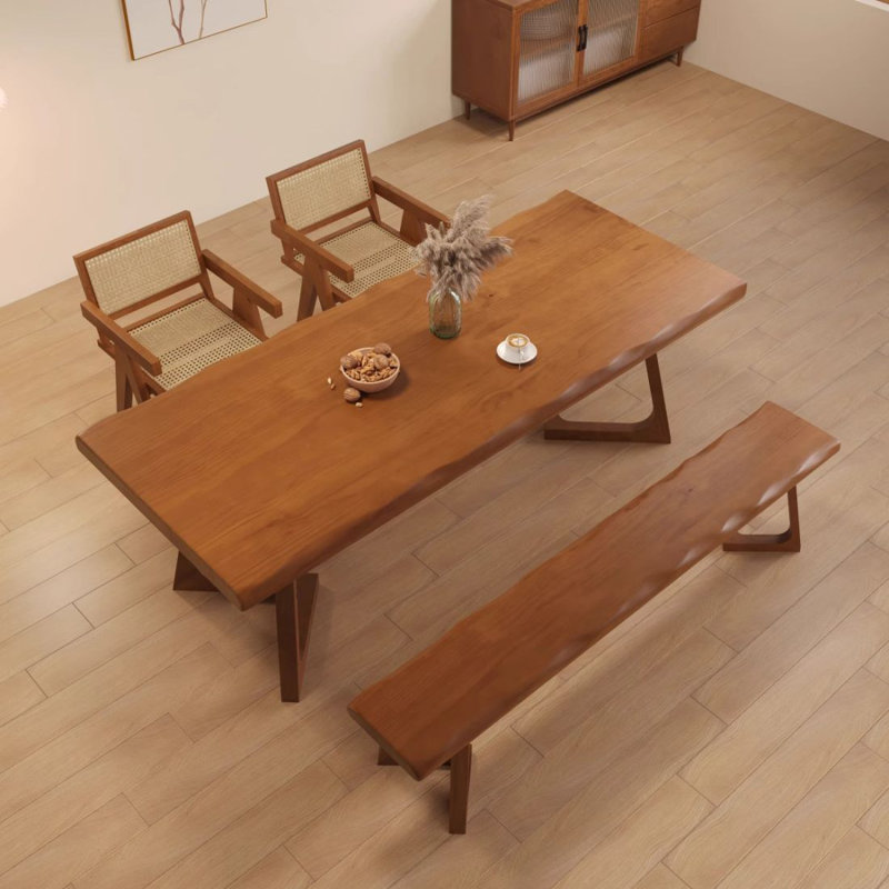 Solid wood rectangular walnut dining table, 29.53"H x 78.74"L x 31.5"W