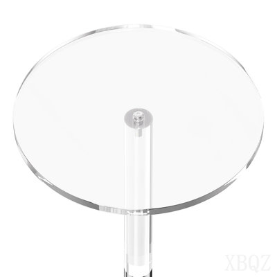 Table à boissons en acrylique, plateau rond transparent avec poteau plein, support de table à gâteaux en acrylique moderne, bureau d'appoint transparent pour café, boisson, nourriture, collation, assemblage facile, 10 x 10 x 21,3 po (transparent)