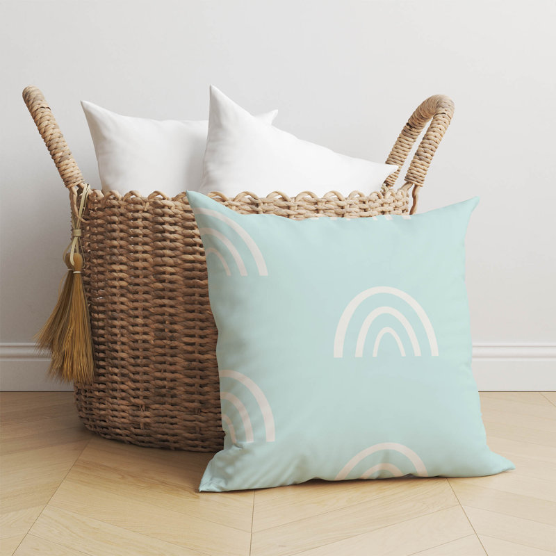 Coussin Plain Bows, Bleu clair / ivoire, H 20 po x l 20 po