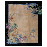 Hand Knotted Pile Rectangle Wool Floral Brown Earth Tone 1920s Antique Rug
