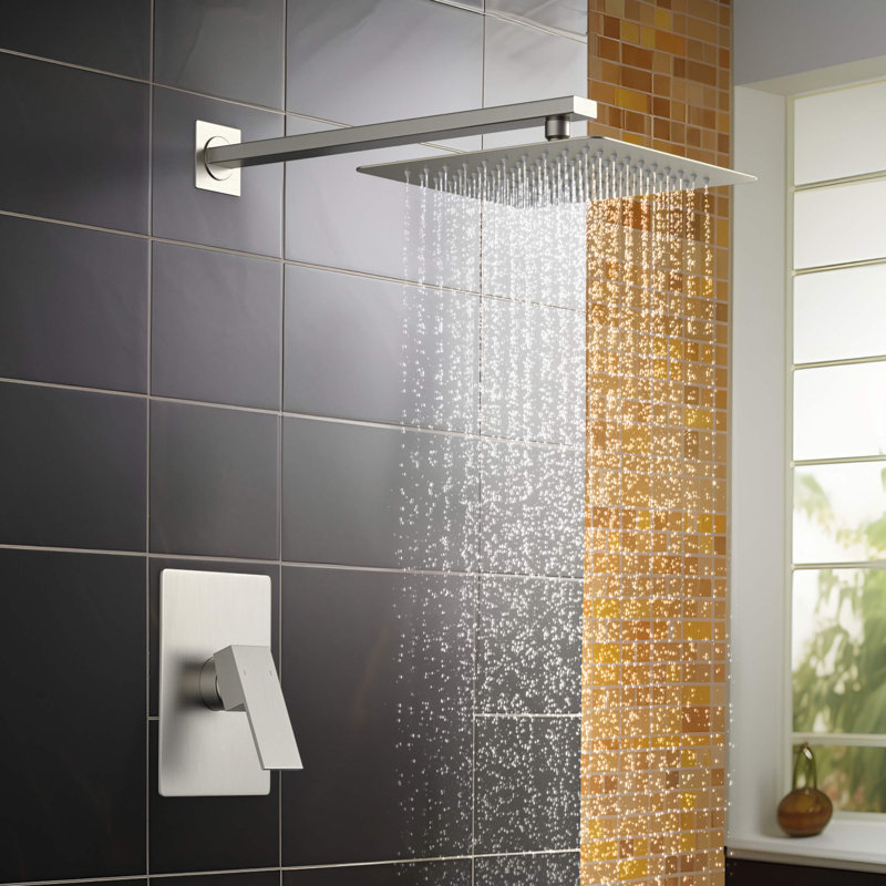 Dual Function Complete Shower System with Rough-in Valve, Brushed Nickel