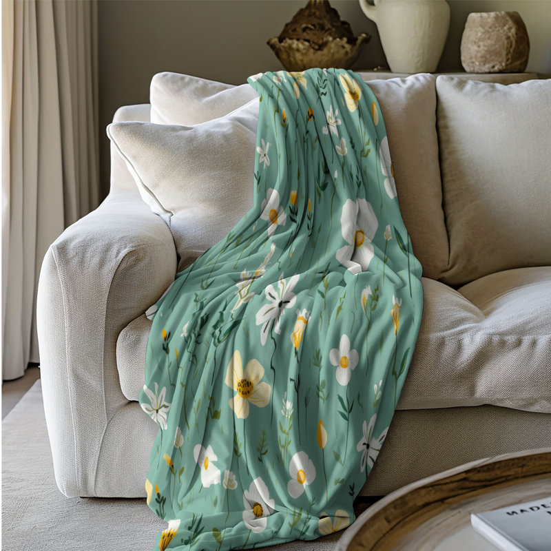 Mini fleurs - couverture sherpa de qualité supérieure 1 pièce, L 50 po x L 60 po