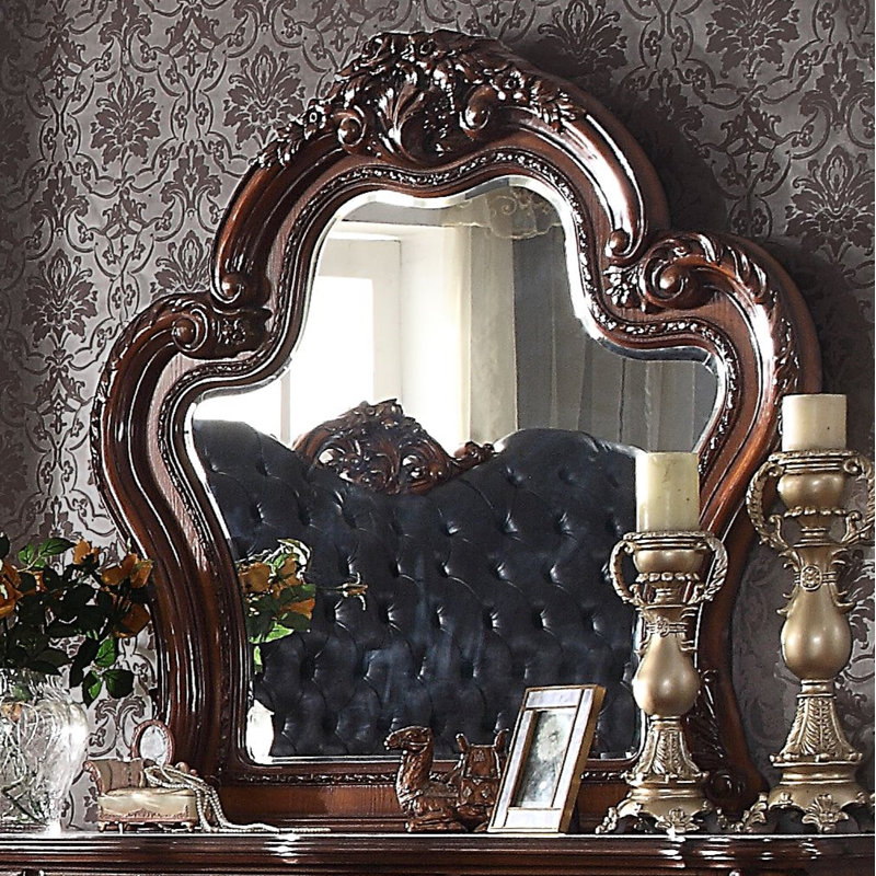 Abilynn Curved Wall Mirror, Cherry Oak