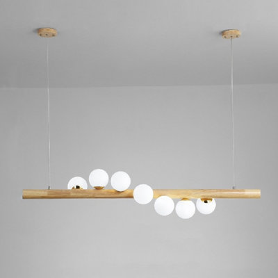 Brickton 7 - Light Kitchen Island Linear LED Pendant with Wood Accents