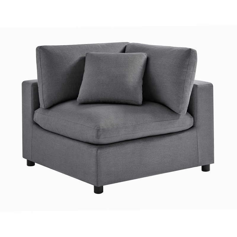 Fauteuil d'angle confortable et élégant avec housses de coussin amovibles et pieds en bois massif pour les espaces de vie modernes