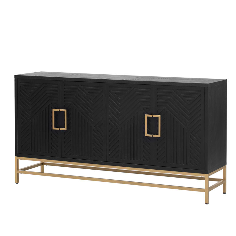 Buffet décoratif Zavien, Noir, H 34 po x l 59,8 po x P 15,7 po