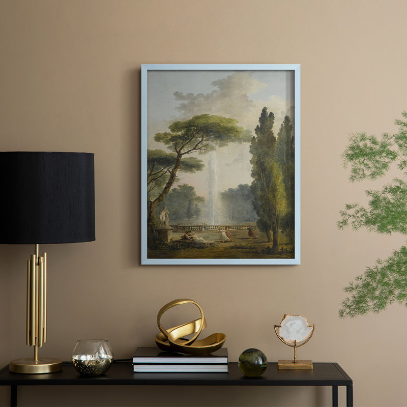 Reproduction florale vintage avec encadrement Cccx - bois massif, Bleu, H 15 po x l 12 po