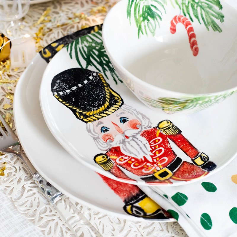 Nutcrackers Handmade Earthenware Salad/Dessert Plate, Red
