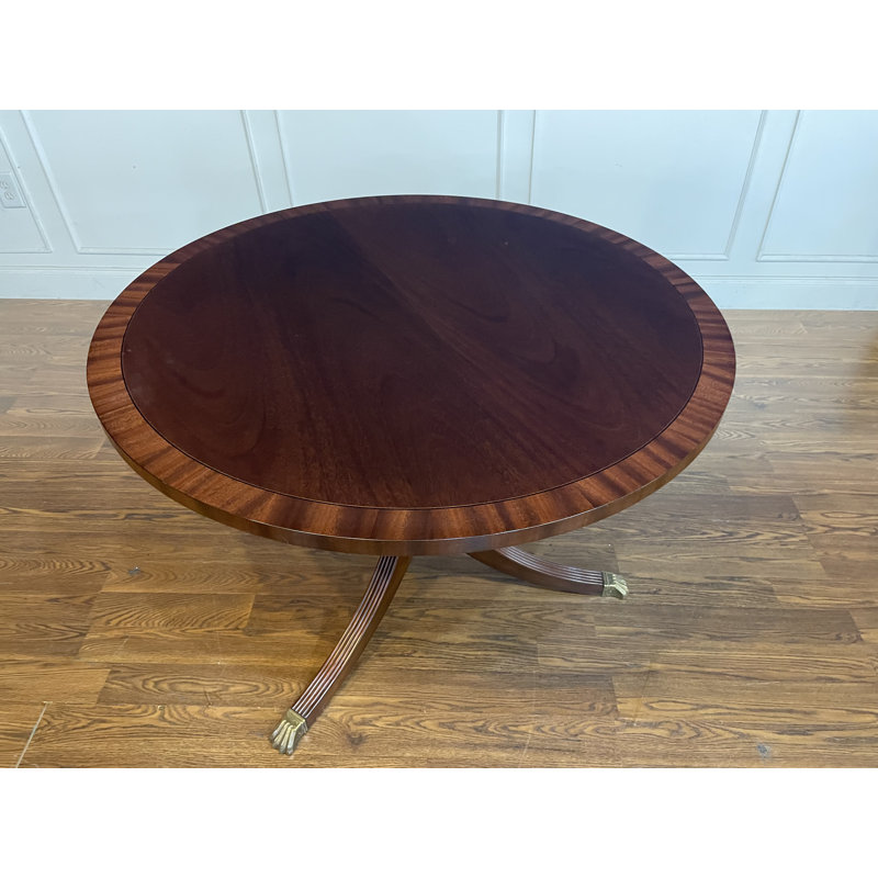 42" Round Banded Mahogany Table