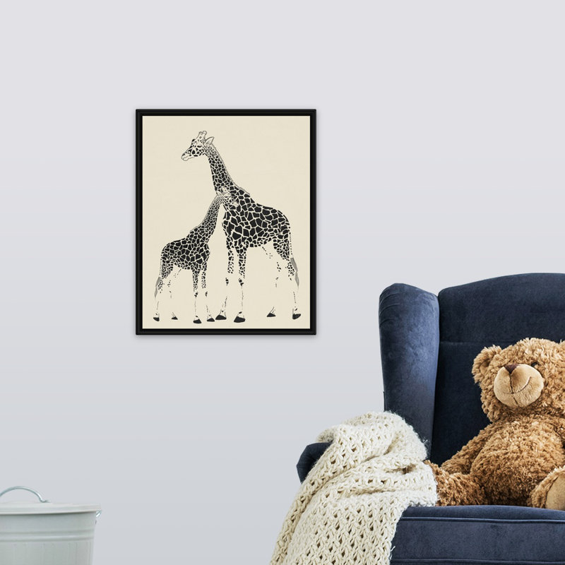 Décoration murale pour enfants girafes, H 20 po x l 16 po x P 1,2 o, Cadre pour toile flottant noir
