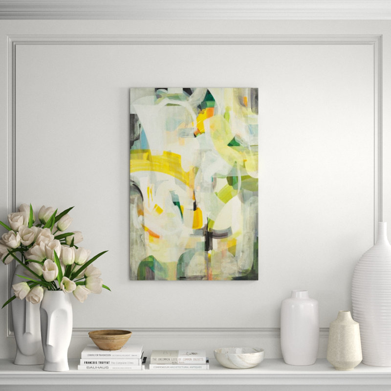 Green Urban Painting by Sara Brown, 36" H x 24" W x 1.5" D, Outdoor