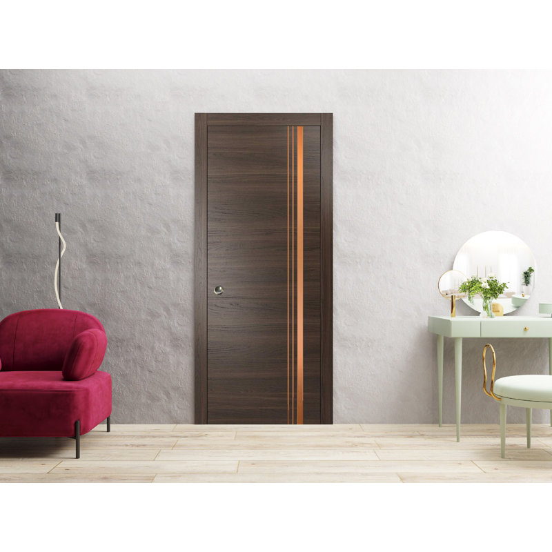 Porte pliante à panneaux en bois, Frêne chocolat, 36 po x 96 po