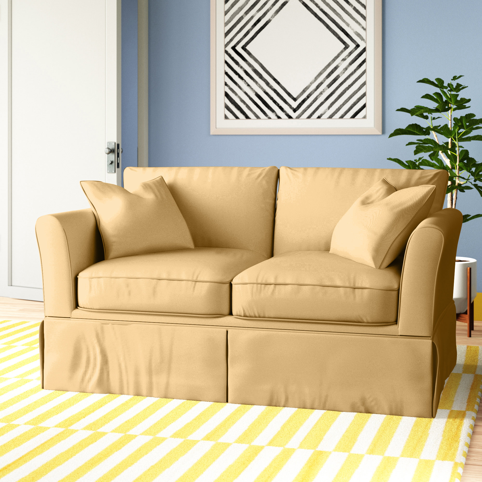 Shelby 60'' Upholstered Loveseat, Bayou Sunshine Canvas