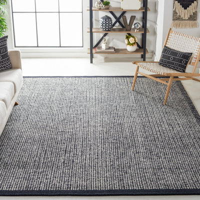 Tapis en laine / coton touffeté à la main Metro en ivoire / noir