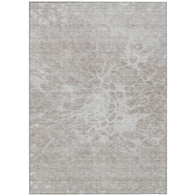 Tapis extérieur lavable abstrait taupe beige et ivoire 3 pi x 5 pi