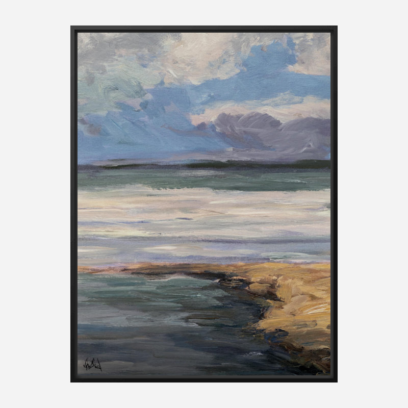 Celadon II by John Beard, Black Framed Canvas, 25.5" H x 21.5" W x 1.75" D