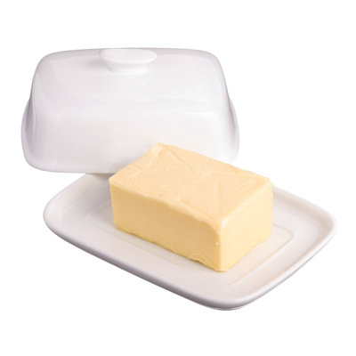 KitchenCraft White Porcelain Covered Butter Dish