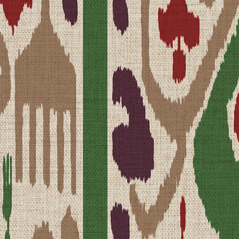 Joules Artisanal Ikat Cream Wallpaper, Red
