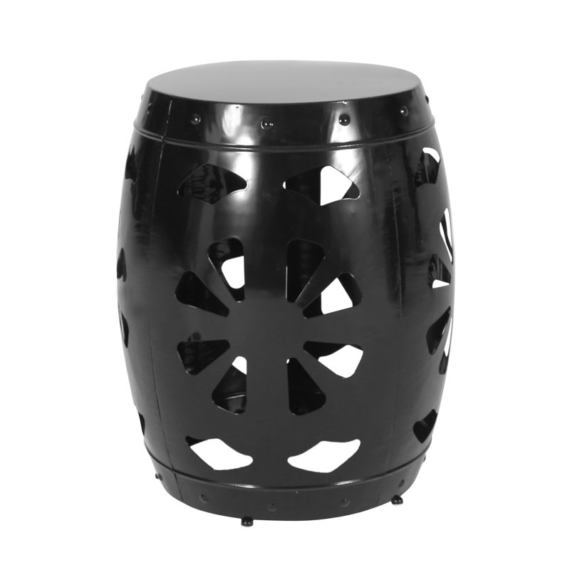 Iron Accent Table - Cut Pattern, No Assembly Large Modern Design,, Black