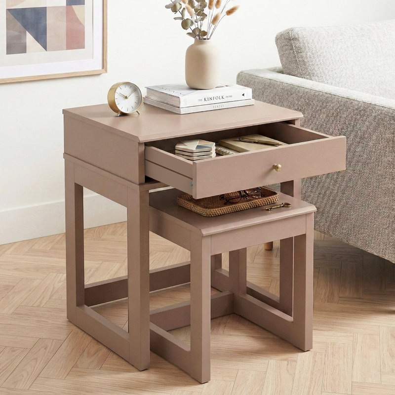 Limestone Wells Nesting Table, Warm Nude