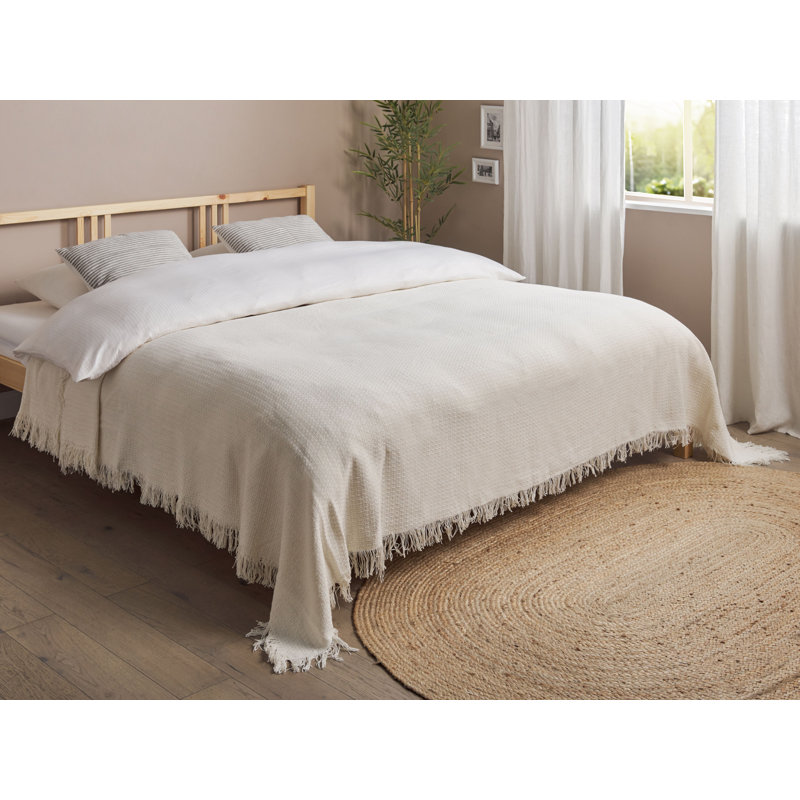 YERBENT Cotton No Pattern Bedspread, White