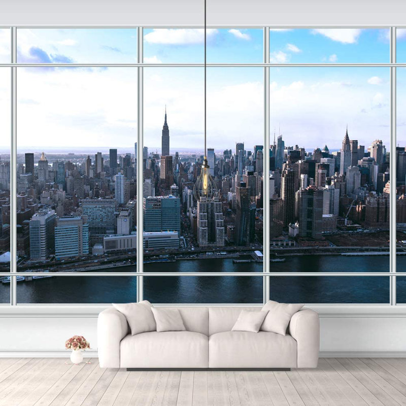 Grid City View Peel & Stick Border, 100" L x 144" W