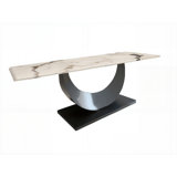 Orren Ellis Modern Sintered Stone Dining Table With Carbon Steel Base ...
