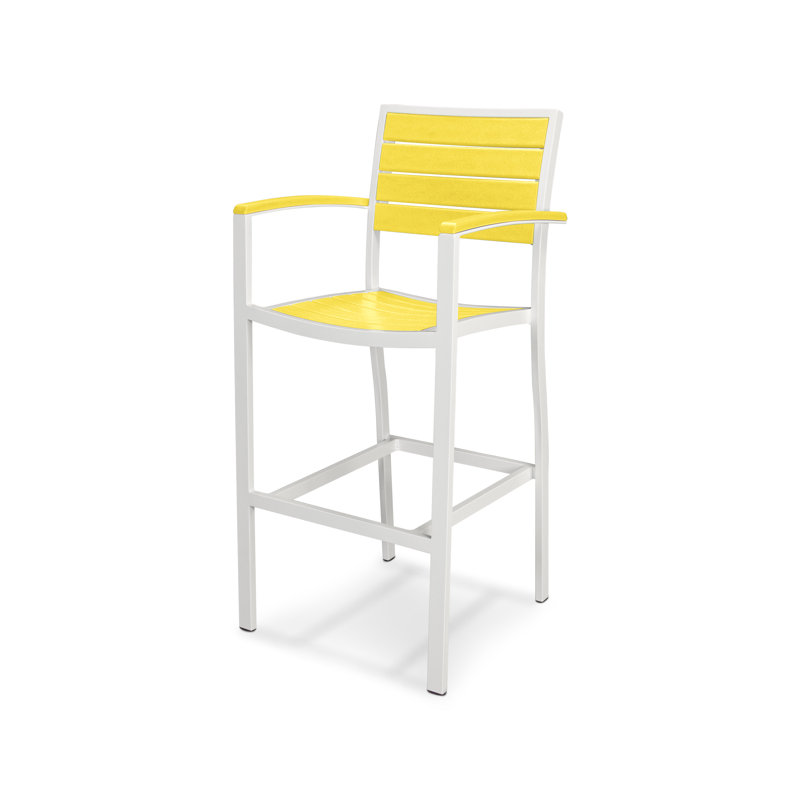 Chaise avec accoudoirs de bar POLYWOOD Euro, Blanc brillant, Citron