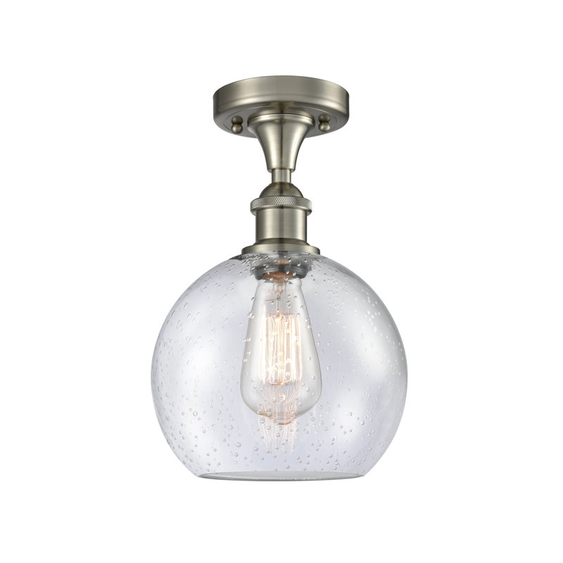 Plafonnier semi-encastré 8 lumières Baptista, Nickel satiné brossé, Grainé, 12'' H X 8'' W X 8'' D