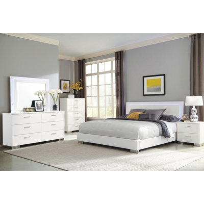 Dixie Glossy LED Lighting Panel Bedroom Set