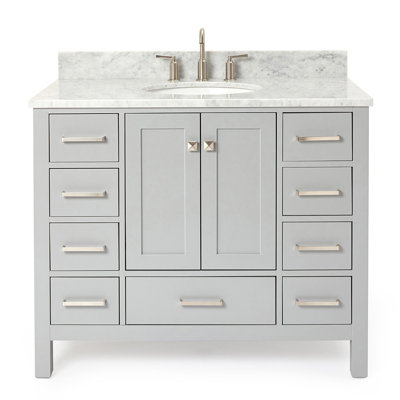 Flynt 43'' Single Bathroom Vanity with Carrara Marble Top