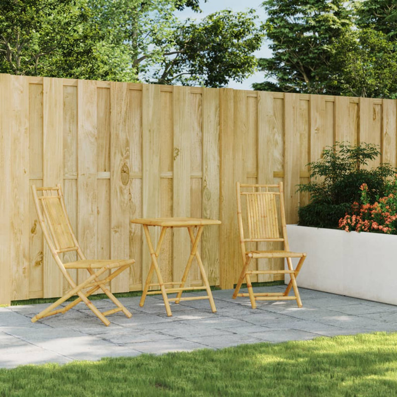 Alphe 2 - Person Bamboo Solid Wood Patio Dining Set Square Table, 45cm H x 45cm W x 45cm D.