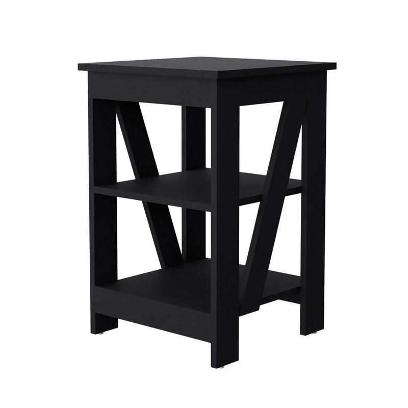 Table avec deux tablettes - idéale pour la présentation et le rangement dans les espaces de vie, Noir