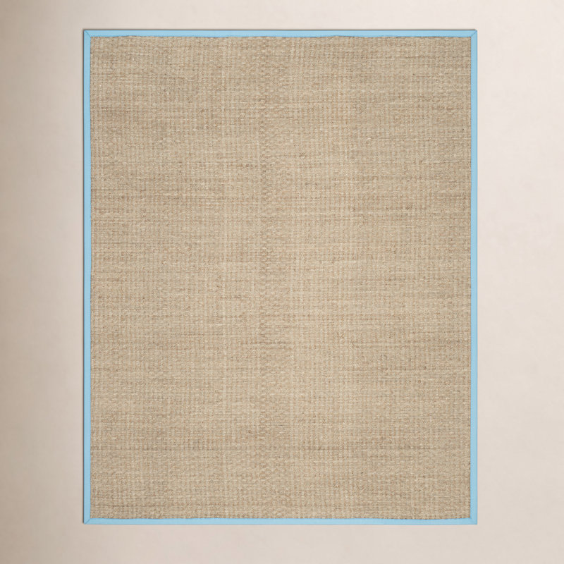 Tapis naturel / turquoise en bambou Chester, Rectangulaire 3 pi x 5 pi