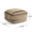 Grand repose-pieds brun et beige en laine et coton rustique, pour une ambiance chaleureuse, 26 po x 26 po x 16,5 po, entièrement assemblé, nettoyer les taches, 75% laine, 25% coton, rembourré de perles dans un siège confortable, 26 po x 26 po x 16,5 po