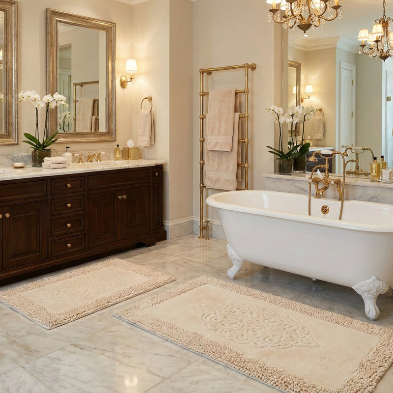 CloudSoft 2-Piece Antibacterial Non-Slip Bath Mat Set
