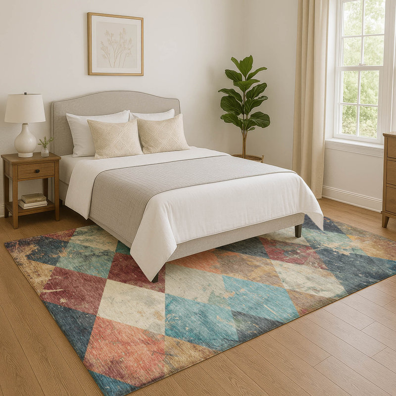 Tapis géométrique de qualité supérieure lavable à la machine Millbrook AMF1956, Rectangle 2 pi 6 po x 3 pi 10 po