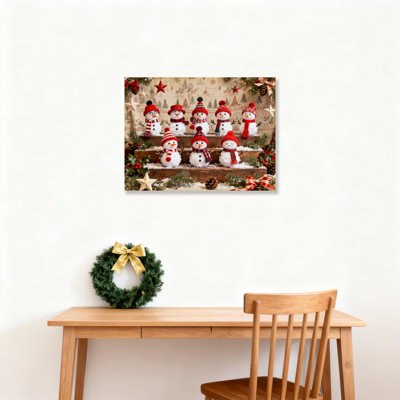 «Snowman Family», art mural sur toile