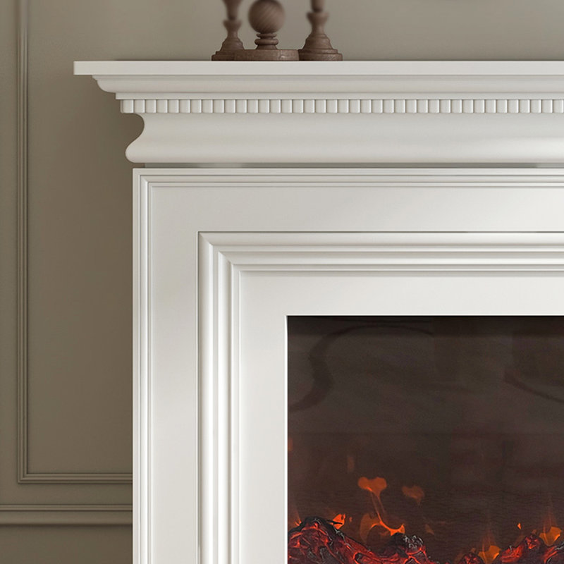 French-style retro simulated flame electric decorative fireplace core, White, 45.67" H x 59.06" W x 12.99" D