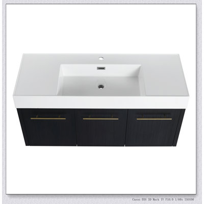 Meuble-lavabo mural 48 po avec lavabo, lavabo à rebords épais en résine