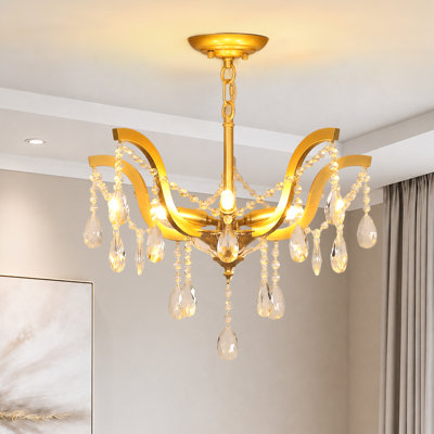 Ether 5-Light Glam Empire Chandelier with Crystal Accents Dimmable Adjustable Chain & Lamp Heads