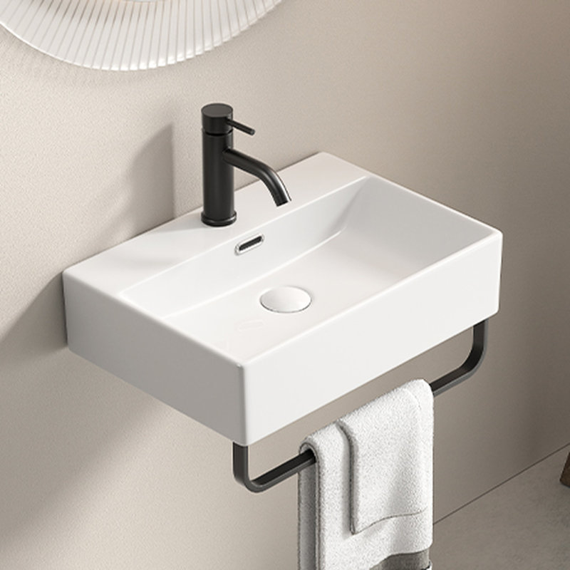 Lavabo vasque mural, peu encombrant pour les espaces restreints, céramique haute brillance, faible éclaboussure, petites salles de bain en teinture, densité, éclaboussures