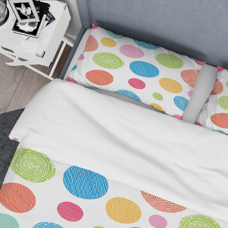 Motif de cercles multicolores - ensemble de housse de couette abstrait - polyester microfibre