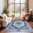Machine Washable Indoor&Outdoor Area Rug Non-Slip Backing Blue Vintage Low Pile Rug for Living Room Bedroom Dorm Hotel-484411283
