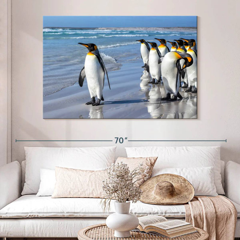 Pingouins bruns dans la plage, H 34 po x l 51 po