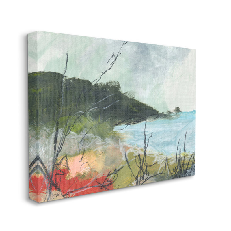 «Nautical Cove» et «Grassy Cliff Scratch Line Abstraction Black», estampe numérique de Jan Weiss, Toile tendue