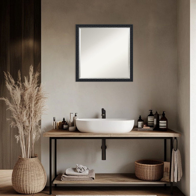 Miroir mural de salle de bain Bethany, 22 po x 22 po, Noir