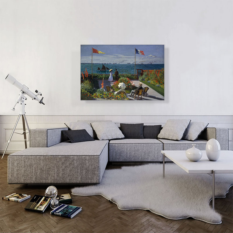 «Garden at Sainte-Adresse» par Claude Monet - reproduction d'art sur toile tendue, H 26 po x l 40 po x 1,5 po