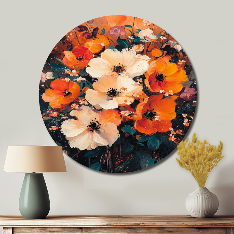 Juanisha - Traditional Orange Metal Art Print, 16" H x 16" W